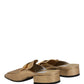 Dolce & Gabbana Gold Leather Flats Slides Mule Loafers Shoes