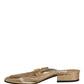 Dolce & Gabbana Gold Leather Flats Slides Mule Loafers Shoes