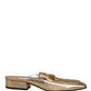 Dolce & Gabbana Gold Leather Flats Slides Mule Loafers Shoes