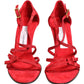 Dolce & Gabbana Red Calf Suede Strappy Heels Sandals Shoes