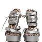 Dolce & Gabbana Silver Leather Platform Wedge Sandals Shoes