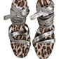 Dolce & Gabbana Silver Leather Platform Wedge Sandals Shoes