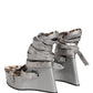 Dolce & Gabbana Silver Leather Platform Wedge Sandals Shoes