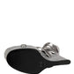 Dolce & Gabbana Silver Leather Platform Wedge Sandals Shoes