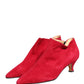 Dolce & Gabbana Red Suede Ankle Boots Shoes