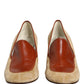 Dolce & Gabbana Beige Leather Suede Block Heel Loafers Shoes