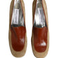 Dolce & Gabbana Beige Leather Suede Block Heel Loafers Shoes