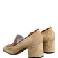 Dolce & Gabbana Beige Leather Suede Block Heel Loafers Shoes