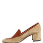 Dolce & Gabbana Beige Leather Suede Block Heel Loafers Shoes
