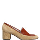 Dolce & Gabbana Beige Leather Suede Block Heel Loafers Shoes