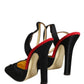 Dolce & Gabbana Black Satin Floral Ankle Strap Sandals Shoes