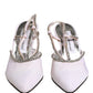 Dolce & Gabbana White Strass Crystal Slingbacks Pumps Shoes