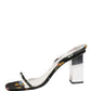 Dolce & Gabbana Black Silver Floral Block Heels Sandals Shoes