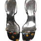 Dolce & Gabbana Black Silver Floral Block Heels Sandals Shoes
