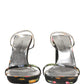 Dolce & Gabbana Black Silver Floral Block Heels Sandals Shoes