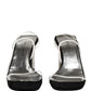 Dolce & Gabbana Silver Black Leather Block Heels Sandals Shoes