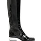 Dolce & Gabbana Black Patent Leather Knee High Boots Shoes