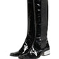 Dolce & Gabbana Black Patent Leather Knee High Boots Shoes
