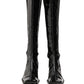Dolce & Gabbana Black Patent Leather Knee High Boots Shoes