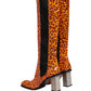 Dolce & Gabbana Brown Leopard Leather Knee High Boots Shoes