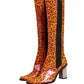 Dolce & Gabbana Brown Leopard Leather Knee High Boots Shoes