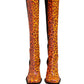 Dolce & Gabbana Brown Leopard Leather Knee High Boots Shoes