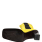 Dolce & Gabbana Yellow Black Leather Knee High Boots Shoes