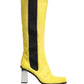 Dolce & Gabbana Yellow Black Leather Knee High Boots Shoes