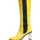Dolce & Gabbana Yellow Black Leather Knee High Boots Shoes