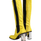 Dolce & Gabbana Yellow Black Leather Knee High Boots Shoes