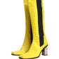 Dolce & Gabbana Yellow Black Leather Knee High Boots Shoes