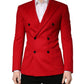Dolce & Gabbana Red Cashmere Slim Fit Coat Jacket Blazer