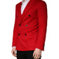 Dolce & Gabbana Red Cashmere Slim Fit Coat Jacket Blazer