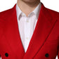Dolce & Gabbana Red Cashmere Slim Fit Coat Jacket Blazer