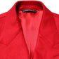 Dolce & Gabbana Red Cashmere Slim Fit Coat Jacket Blazer
