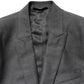 Dolce & Gabbana Dark Gray Wool Slim Fit Coat Jacket Blazer