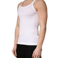 Dolce & Gabbana White Ribbed Cotton Sleeveless Tank  T-shirt