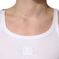 Dolce & Gabbana White Ribbed Cotton Sleeveless Tank  T-shirt