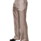 Dolce & Gabbana Beige Silk Straight Formal DressTrouser Pants