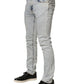 Nudie Jeans Light Blue Cotton Stretch Skinny Fit Men Denim Trouser JEANS