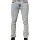 Nudie Jeans Light Blue Cotton Stretch Skinny Fit Men Denim Trouser JEANS