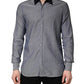 Hamaki-Ho Dark Blue Cotton Long Sleeves Collared Dress Formal Shirt