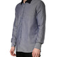 Hamaki-Ho Dark Blue Cotton Long Sleeves Collared Dress Formal Shirt