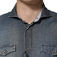 Domenico Tagliente DarkBlue Long Sleeve Collared Denim Shirt