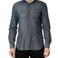 Domenico Tagliente DarkBlue Long Sleeve Collared Denim Shirt