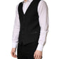 Dolce & Gabbana Black Wool Single Breasted Men Waistcoat Vest