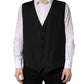 Dolce & Gabbana Black Wool Single Breasted Waistcoat Vest