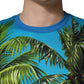Dolce & Gabbana Blue Palm Tree Print Cotton CrewNeck T-shirt