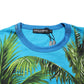 Dolce & Gabbana Blue Palm Tree Print Cotton CrewNeck T-shirt
