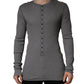 Dolce & Gabbana Gray Ribbed Cotton Long-Sleeve Henley  T-shirt